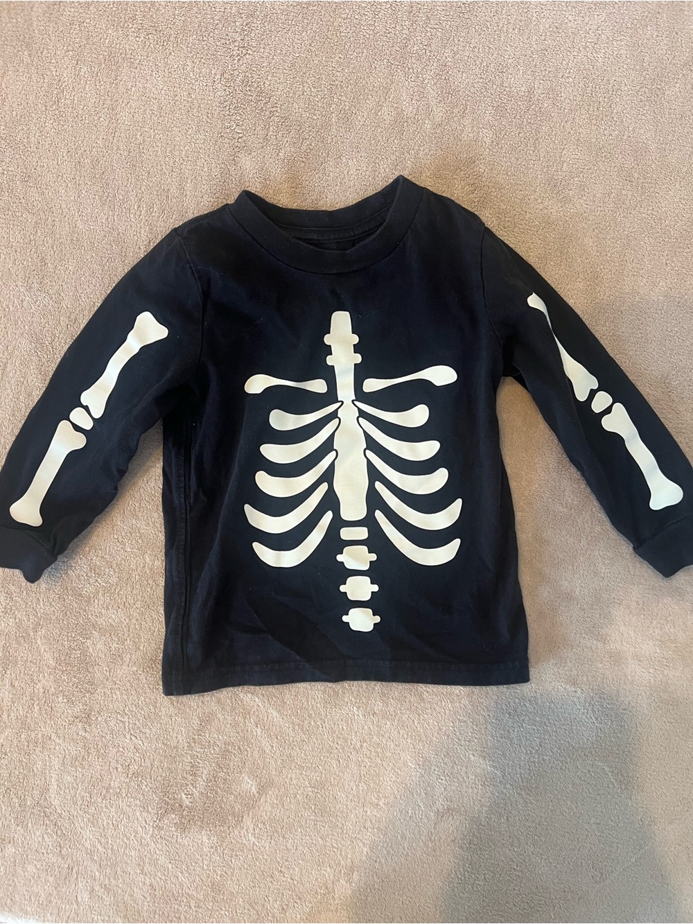 Carter's Black Long-Sleeve Skeleton Graphic Tee